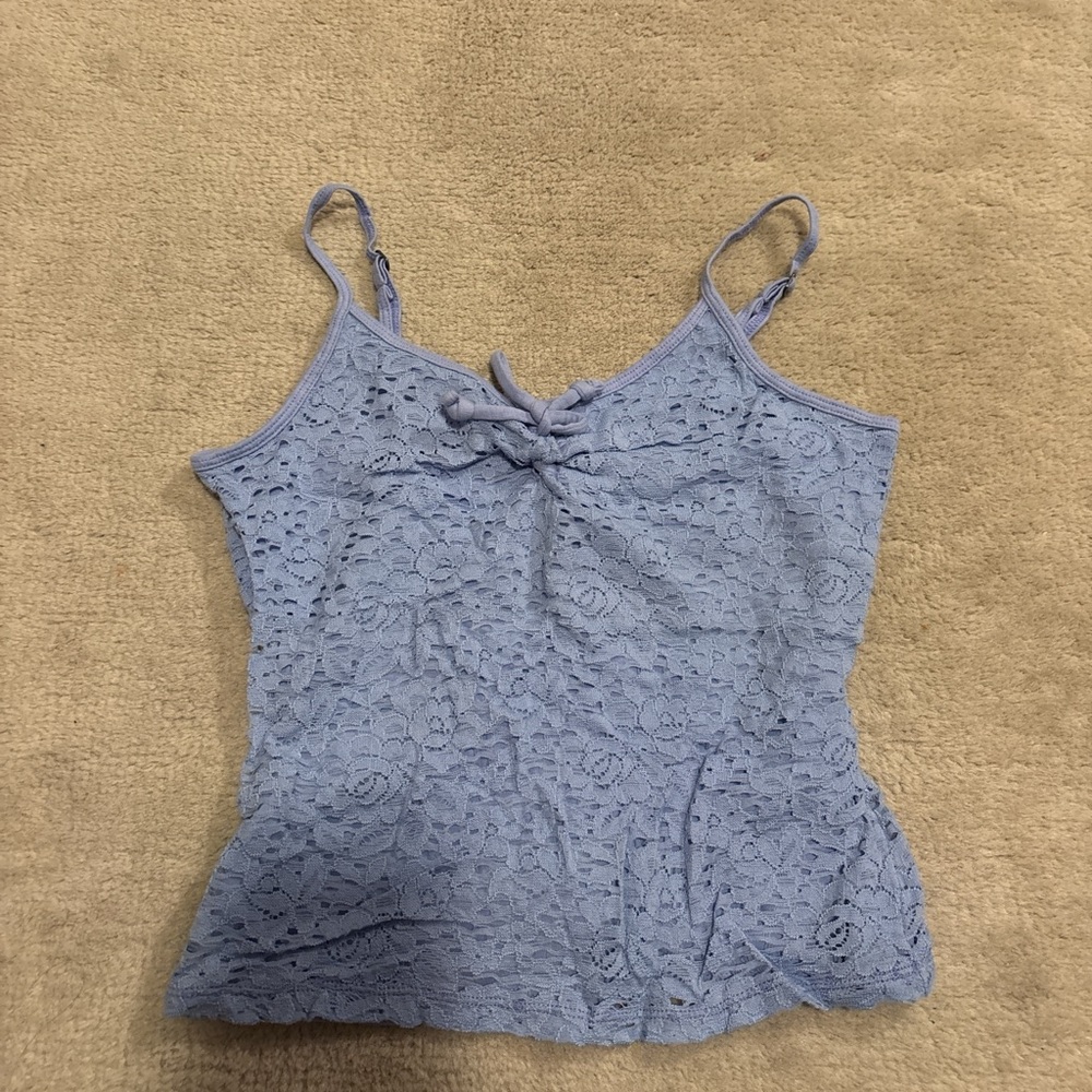 Lace Spaghetti Strap Top - Light Blue